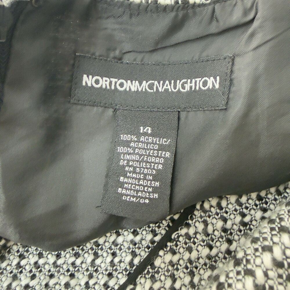 Norton McNaughton Women sz 14 TWEED Short Straight Skirt White Black Zip Lined - Picture 9 of 9